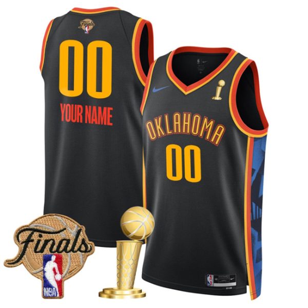 Oklahoma City Thunder Active Player Custom Black 2025 Finals Patch And Finals Champions Patch City Edition Stitched Basketball Jersey