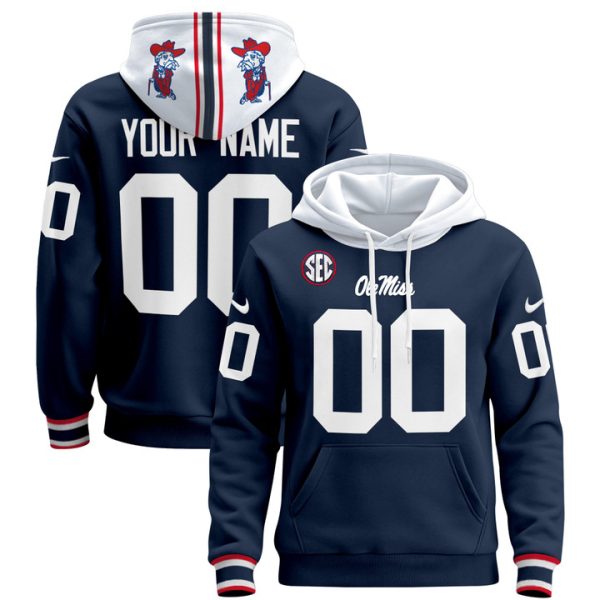 Ole Miss Rebels 2024 Custom Pullover Stitched Hoodie - Navy