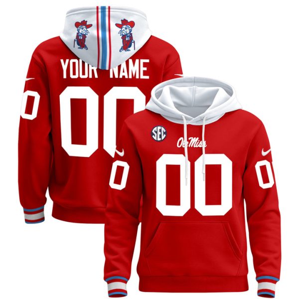 Ole Miss Rebels 2024 Custom Pullover Stitched Hoodie - Red