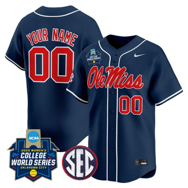 Ole Miss Rebels Softball 2025 World Series (WCWS) Vapor Premier Limited Custom Jersey Stitched Navy