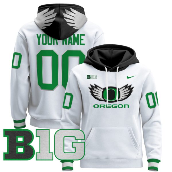 Oregon Ducks 2024 Custom Pullover Stitched Hoodie - White
