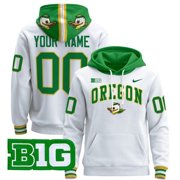 Oregon Ducks 2024 Custom Pullover Stitched Hoodie - White