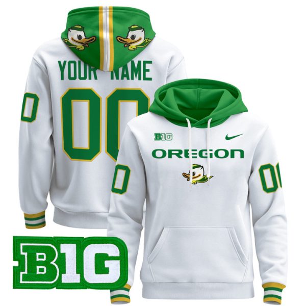 Oregon Ducks 2024 Custom Pullover Stitched Hoodie - White