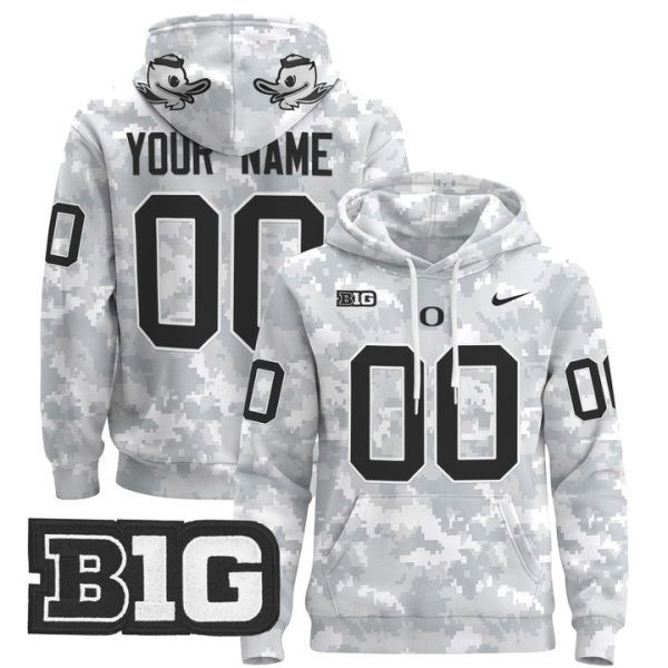 Oregon Ducks 2024 Salute to Service Pullover Custom Stitched Hoodie - Custom