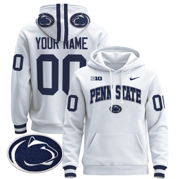 Penn State Nittany Lions 2024 Custom Pullover Stitched Hoodie - White