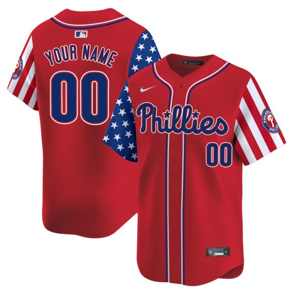 Philadelphia Phillies 2025 Independence Day Vapor Premier Limited Custom Jersey Stitched Red