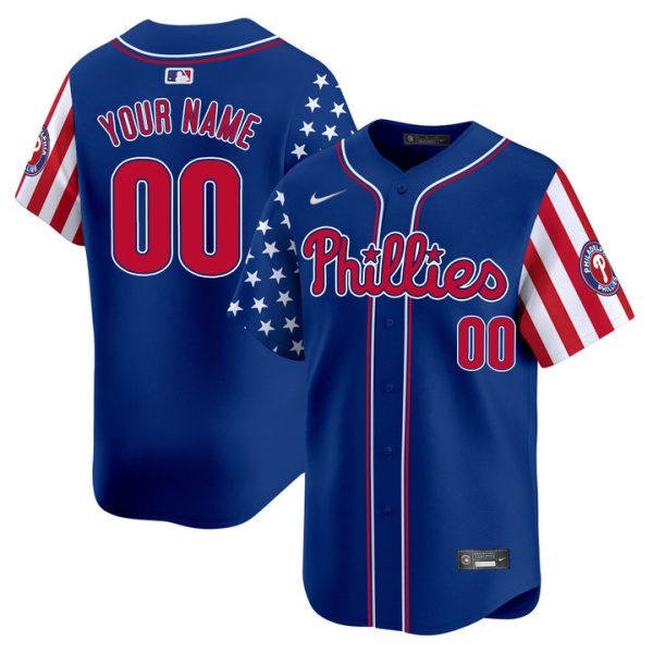 Philadelphia Phillies 2025 Independence Day Vapor Premier Limited Custom Jersey Stitched Royal