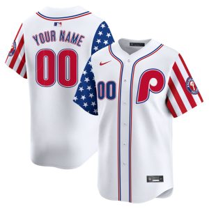 Philadelphia Phillies 2025 Independence Day Vapor Premier Limited Custom Jersey Stitched White Alternate