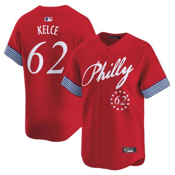 Philadelphia Phillies 2025 Independence Day Vapor Premier Limited Jersey V2 Stitched Red Jason Kelce