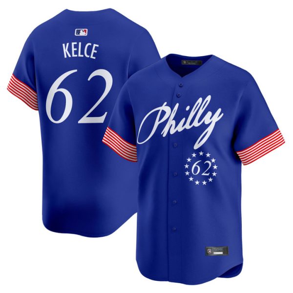 Philadelphia Phillies 2025 Independence Day Vapor Premier Limited Jersey V2 Stitched Royal Jason Kelce