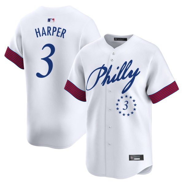 Philadelphia Phillies 2025 Independence Day Vapor Premier Limited Jersey V2 Stitched White Bryce Harper