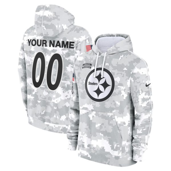 Pittsburgh Steelers 2024 Salute to Service Custom Fleece Pullover Stitched Hoodie - Custom