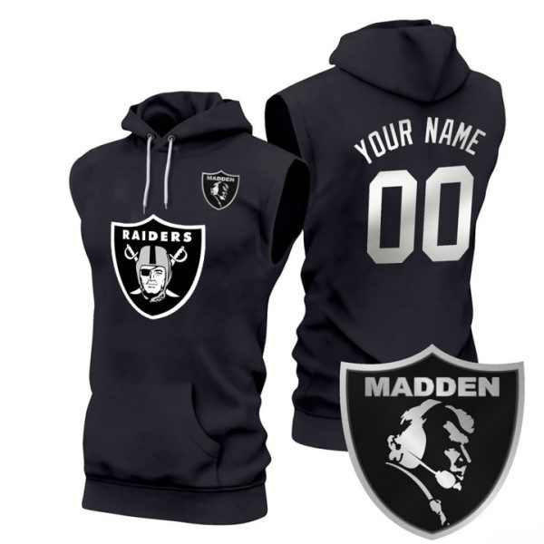 Raiders John Madden Patch Custom Sleeveless Stitched Hoodie - Black