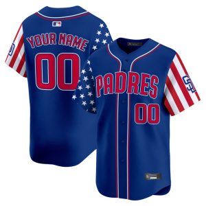 San Diego Padres 2025 Independence Day Vapor Premier Limited Custom Jersey Stitched Royal