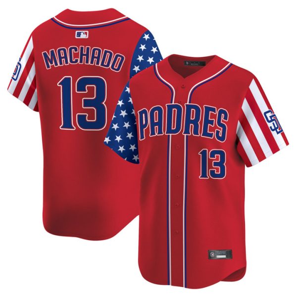 San Diego Padres 2025 Independence Day Vapor Premier Limited Jersey Stitched Red Manny Machado