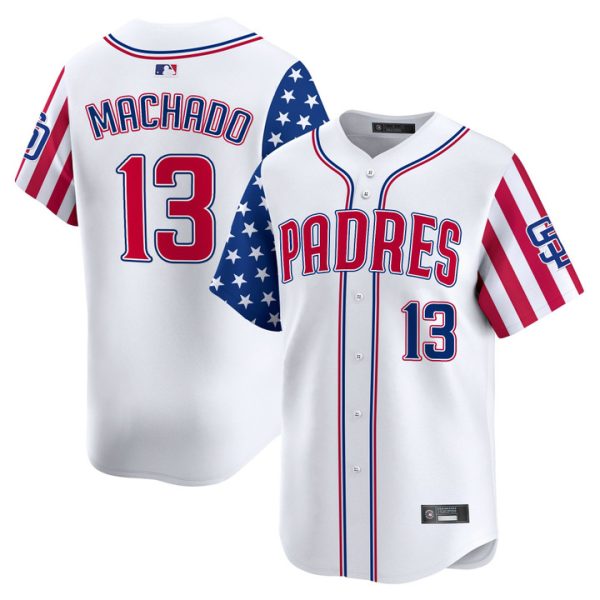 San Diego Padres 2025 Independence Day Vapor Premier Limited Jersey Stitched White Manny Machado
