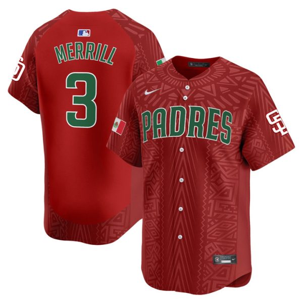 San Diego Padres 2025 Mexican Heritage Vapor Premier Limited Jersey - Stitched Red Jackson Merrill