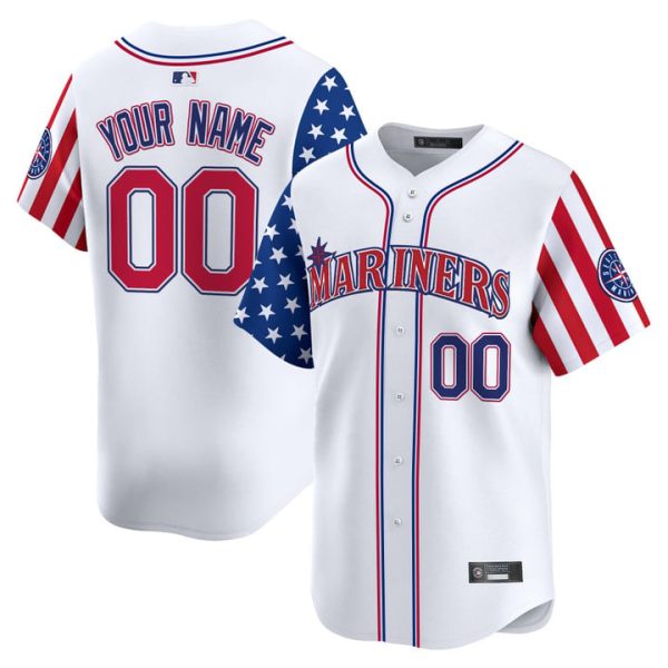 Seattle Mariners 2025 Independence Day Vapor Premier Limited Custom Jersey Stitched White