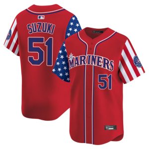 Seattle Mariners 2025 Independence Day Vapor Premier Limited Jersey Stitched Red Ichiro Suzuki