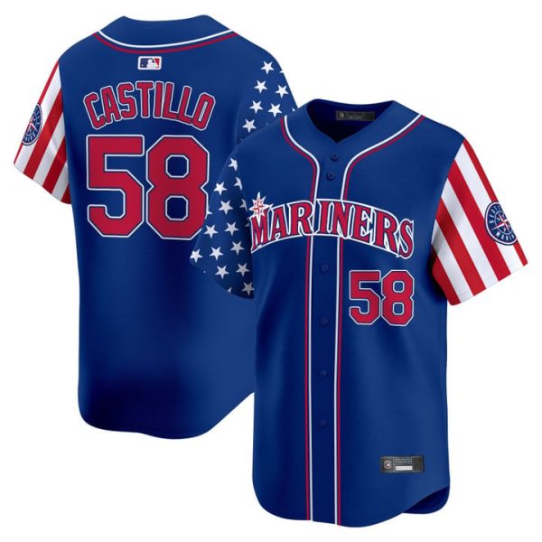 Seattle Mariners 2025 Independence Day Vapor Premier Limited Jersey Stitched Royal Luis Castillo