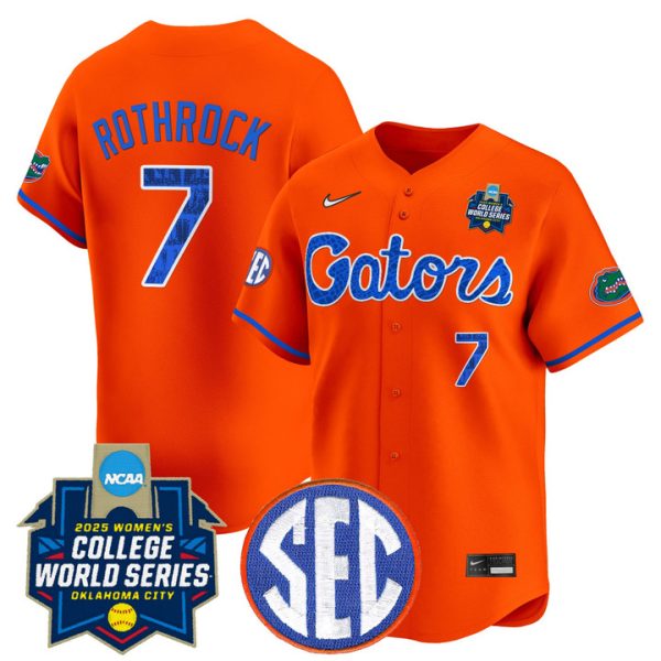 Size - Florida Gators Softball 2025 World Series (WCWS) Vapor Premier Limited Jersey Stitched Orange Keagan Rothrock