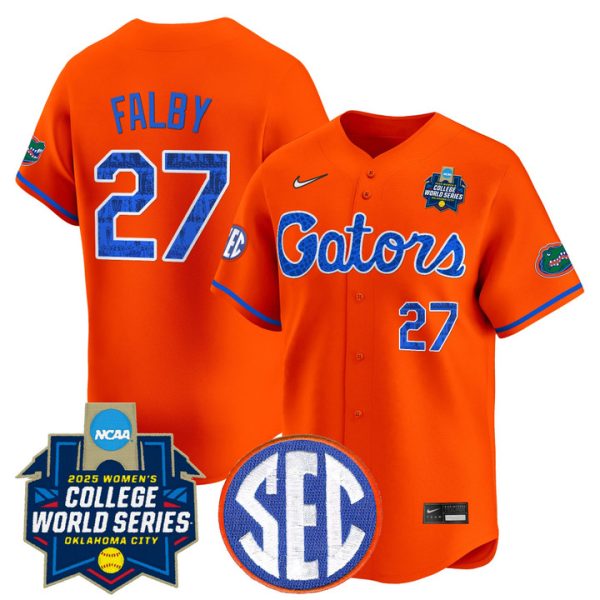 Size - Florida Gators Softball 2025 World Series (WCWS) Vapor Premier Limited Jersey Stitched Orange Kendra Falby