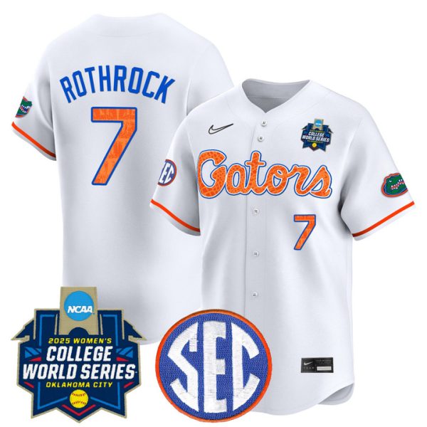 Size - Florida Gators Softball 2025 World Series (WCWS) Vapor Premier Limited Jersey Stitched White Limited Keagan Rothrock