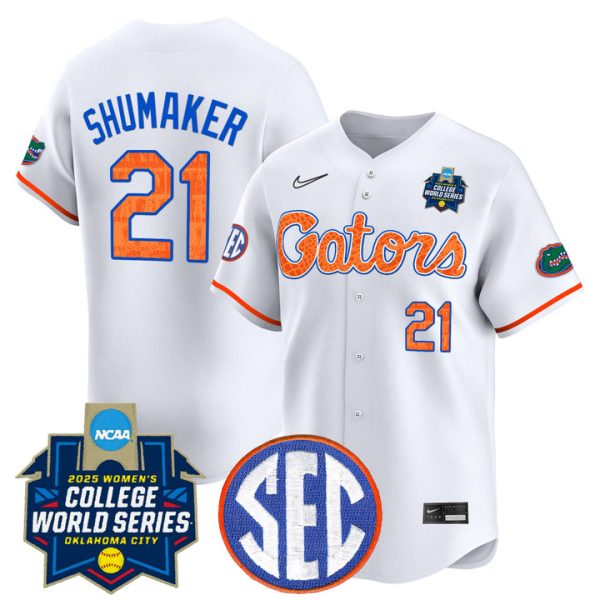 Size - Florida Gators Softball 2025 World Series (WCWS) Vapor Premier Limited Jersey Stitched White Limited Taylor Shumaker