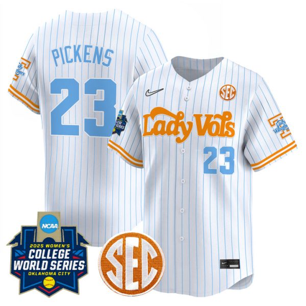 Size - Tennessee Volunteers Softball 2025 World Series (WCWS) Vapor Premier Limited Jersey Stitched Pinstripe Karlyn Pickens