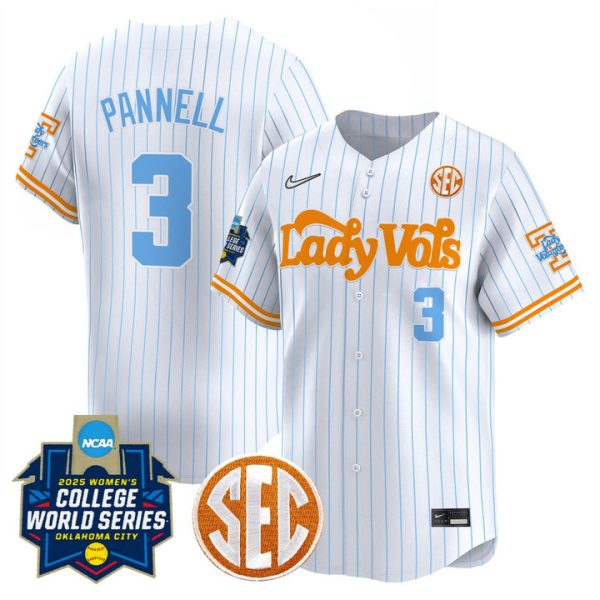 Size - Tennessee Volunteers Softball 2025 World Series (WCWS) Vapor Premier Limited Jersey Stitched Pinstripe Taylor Pannell
