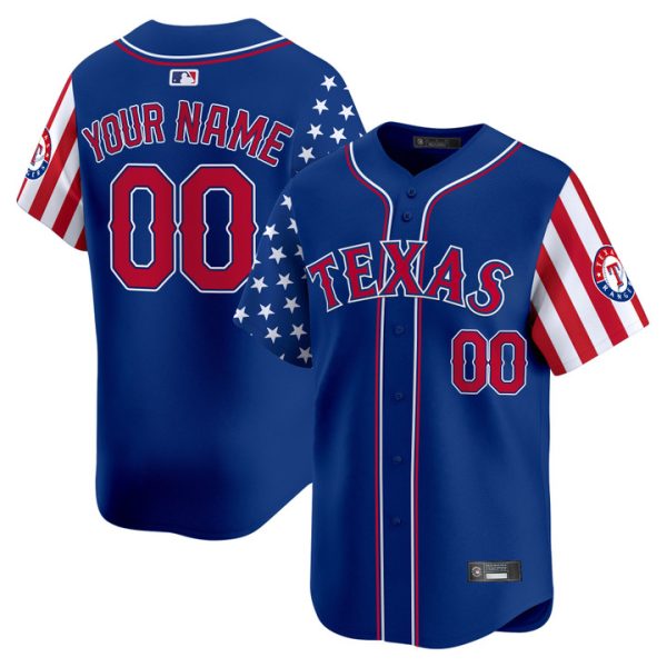 Texas Rangers 2025 Independence Day Vapor Premier Limited Custom Jersey Stitched Royal