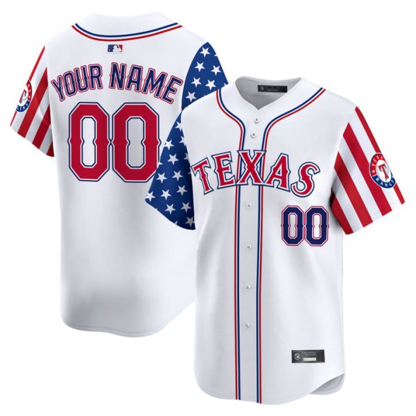 Texas Rangers 2025 Independence Day Vapor Premier Limited Custom Jersey Stitched White