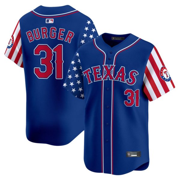 Texas Rangers 2025 Independence Day Vapor Premier Limited Jersey Stitched Royal Jake Burger