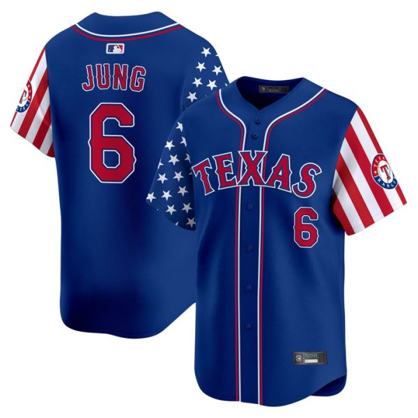 Texas Rangers 2025 Independence Day Vapor Premier Limited Jersey Stitched Royal Josh Jung