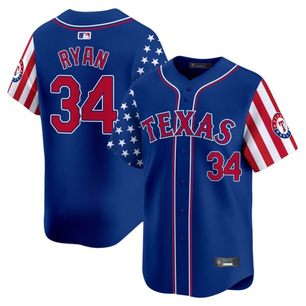 Texas Rangers 2025 Independence Day Vapor Premier Limited Jersey Stitched Royal Nolan Ryan