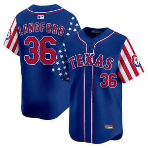 Texas Rangers 2025 Independence Day Vapor Premier Limited Jersey Stitched Royal Wyatt Langford