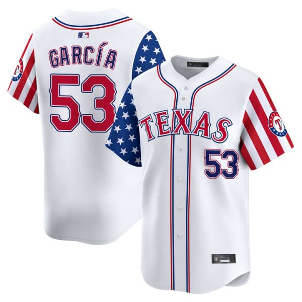 Texas Rangers 2025 Independence Day Vapor Premier Limited Jersey Stitched White Adolis Garcia