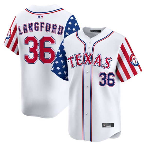 Texas Rangers 2025 Independence Day Vapor Premier Limited Jersey Stitched White Wyatt Langford