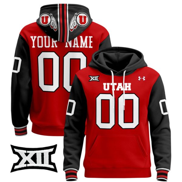 Utah Utes 2024 Custom Pullover Stitched Hoodie - Red