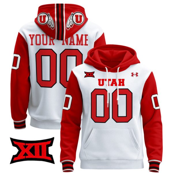 Utah Utes 2024 Custom Pullover Stitched Hoodie - White