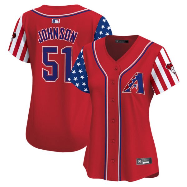 Women's Arizona Diamondbacks 2025 Independence Day Vapor Premier Limited Jersey Stitched Red Randy Johnson