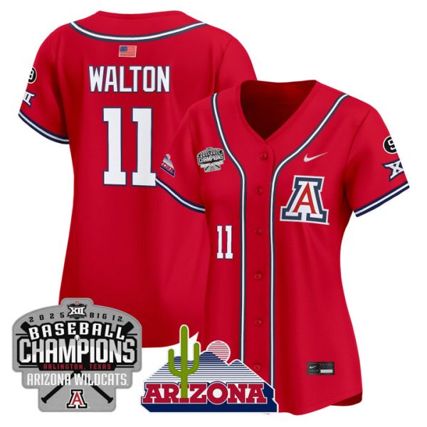 Women's Arizona Wildcats 2025 Big 12 Champions Vapor Premier Limited Jersey Stitched Red Aaron Walton