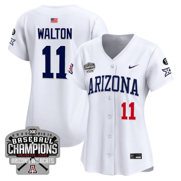 Women's Arizona Wildcats 2025 Big 12 Champions Vapor Premier Limited Jersey Stitched White Aaron Walton