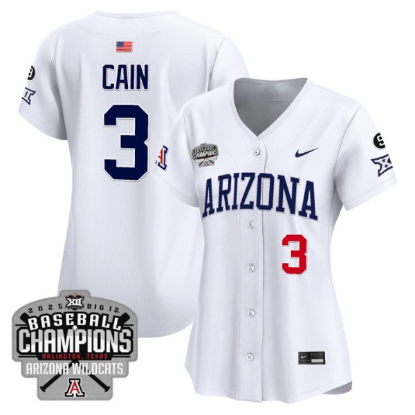 Women's Arizona Wildcats 2025 Big 12 Champions Vapor Premier Limited Jersey Stitched White Andrew Cain