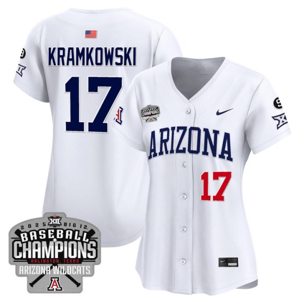 Women's Arizona Wildcats 2025 Big 12 Champions Vapor Premier Limited Jersey Stitched White Owen Kramkowski