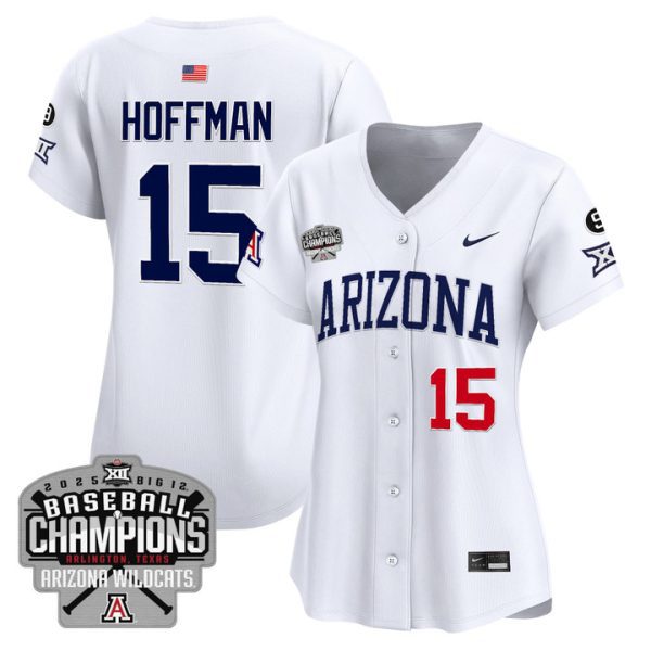 Women's Arizona Wildcats 2025 Big 12 Champions Vapor Premier Limited Jersey Stitched White Trevor Hoffman
