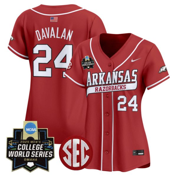 Women's Arkansas Razorbacks 2025 World Series Vapor Premier Limited Jersey Stitched Cardinal Charles Davalan