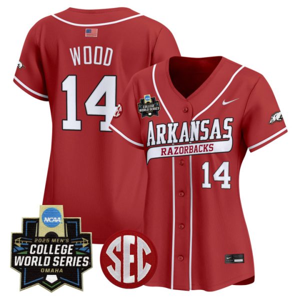 Women's Arkansas Razorbacks 2025 World Series Vapor Premier Limited Jersey Stitched Cardinal Gage Wood