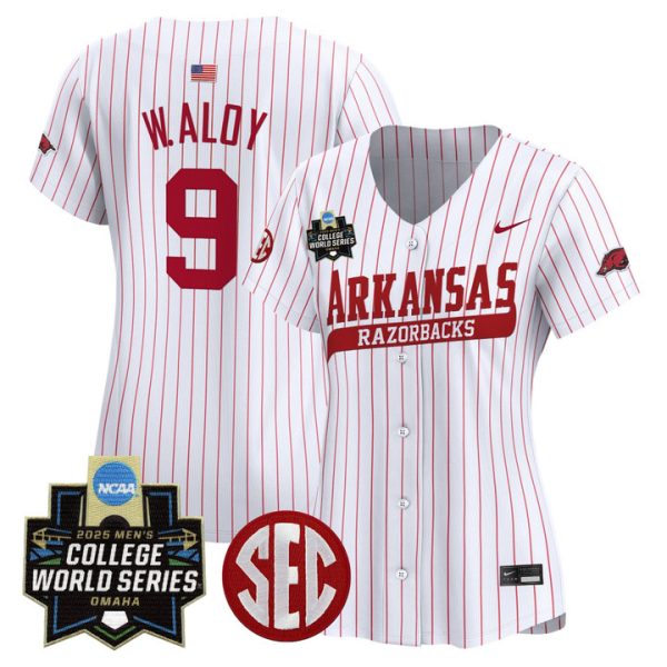 Women's Arkansas Razorbacks 2025 World Series Vapor Premier Limited Jersey Stitched Pinstripe Wehiwa Aloy