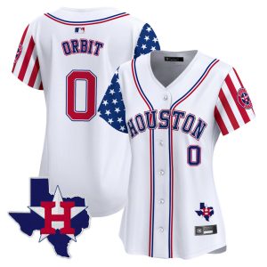 Women's Houston Astros 2025 Independence Day Vapor Premier Limited Jersey V2 Stitched White Orbit